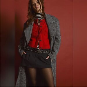 Free People Molly Tweed Dark Heather Gray Coat L